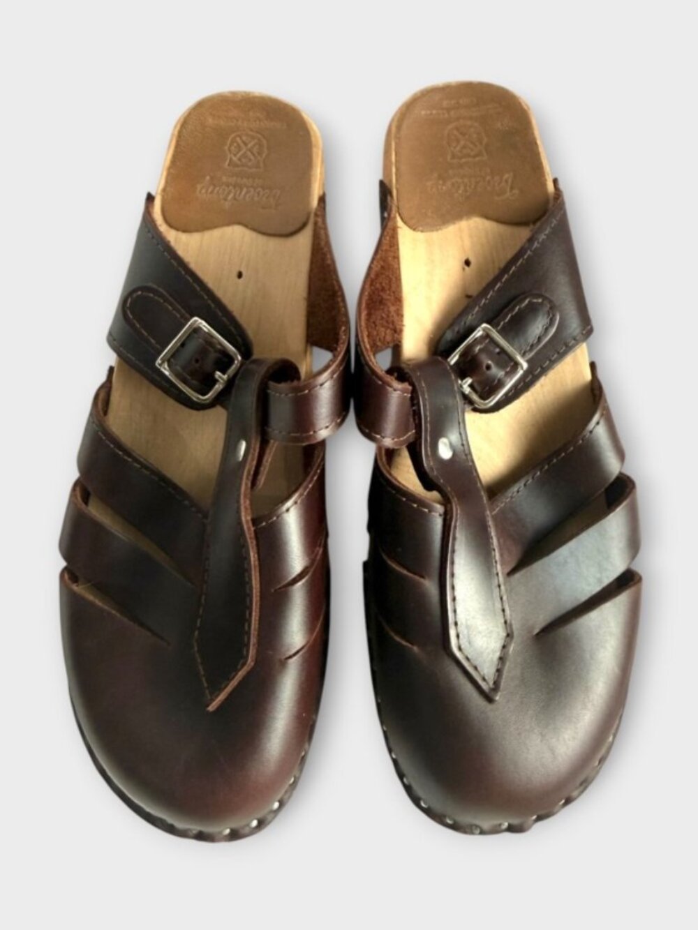 Troentorp Swedish Clogs Bastad Mary Jane in Brown Leather Sz EU 37